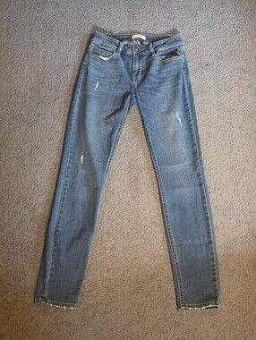Women's Studio Blue Medium Wash Distressed Skinny Jeans Size 27